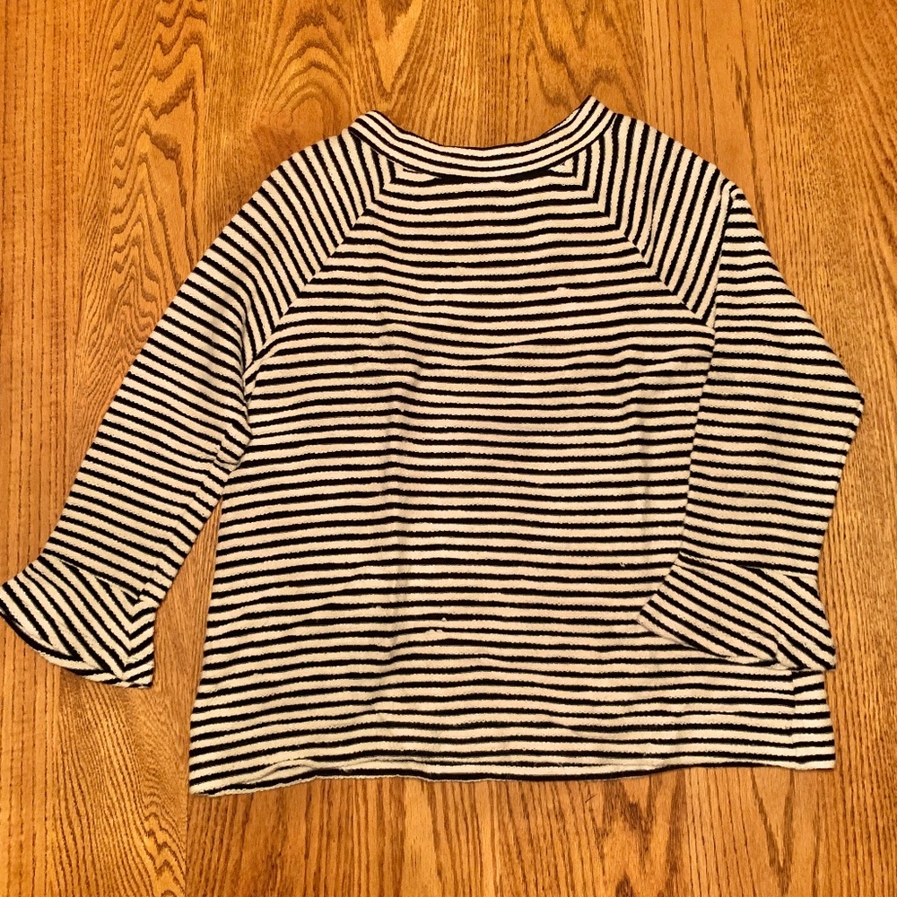 "Loft" pull-over top, mock turtleneck, striped, M